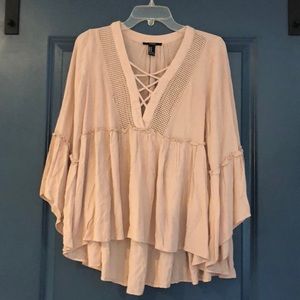 Dust Pink Bell Sleeve Flowy Blouse